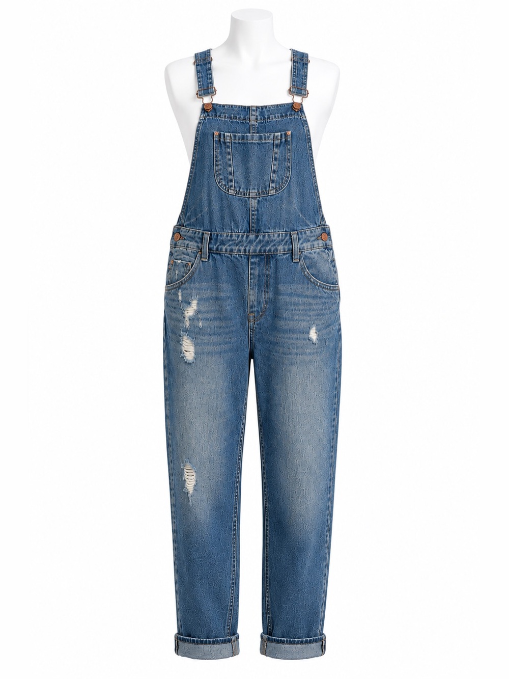 Size S‎ Zara Trafaluc Women’s Distressed Denim Overalls Boyfriend Dungarees